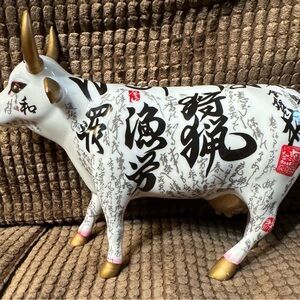 Decorative Ceramic Cow with Calligraphy